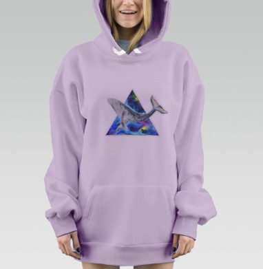 Кит в космосе бесконечность разума мира, Hoodie Mjhigh Dig Mel, Fiolet, утепленная