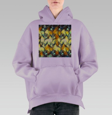 Кораллы кристаллы ветки абстракция бесшовный паттерн витраж, Hoodie Oversize Fiolet, утепленная