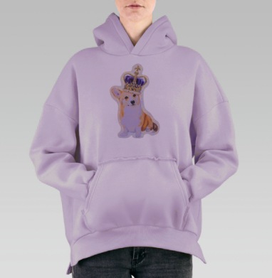 Корги в короне корги в короне, Hoodie Oversize Fiolet, утепленная