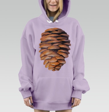 Коричневая еловая шишка, акварель, Hoodie Mjhigh Dig Mel, Fiolet, утепленная