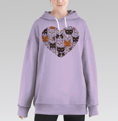 Кошачьи мордашки, Hoodie Long Oversize Fiolet