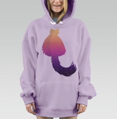 Кошка космос созвездия ночное небо, Hoodie Mjhigh Dig Mel, Fiolet, утепленная