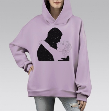 Космическая любовь, Hoodie Mono Fiolet, оверсайз, утепленная