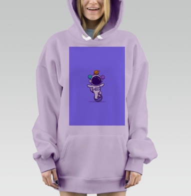 Космонавт на моноцикле с планетами Космос и баланс, Hoodie Mjhigh Dig Mel, Fiolet, утепленная