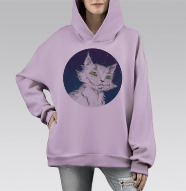 Кот Бормот, Hoodie Mono Fiolet, оверсайз, утепленная