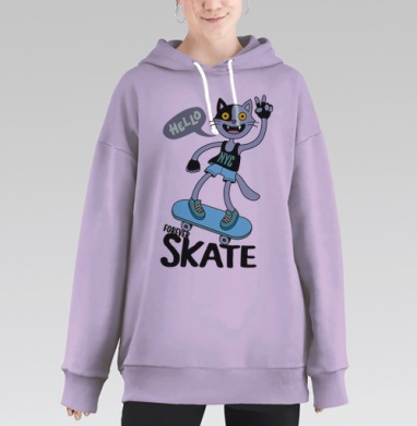 Кот на скейте, Hoodie Long Oversize Fiolet