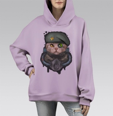 Кот Войны, Hoodie Mono Fiolet, оверсайз, утепленная