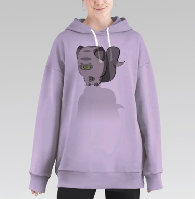 Котики маленький друг, Hoodie Long Oversize Fiolet
