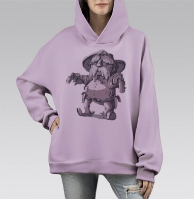 Коубой, Hoodie Mono Fiolet, оверсайз, утепленная