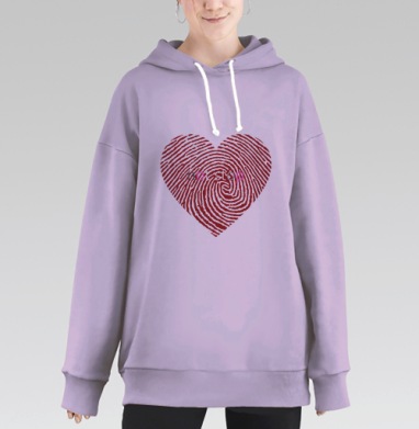 Красное сердце отпечаток пальца мотивация не останавливайся движения, Hoodie Long Oversize Fiolet