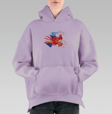 Красные драконы, Hoodie Oversize Fiolet, утепленная