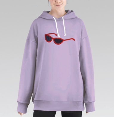 Красные очки летний отдых на сером фоне, Hoodie Long Oversize Fiolet