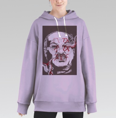 Красные сосудистые формы на лице человека коричневом фоне, Hoodie Long Oversize Fiolet