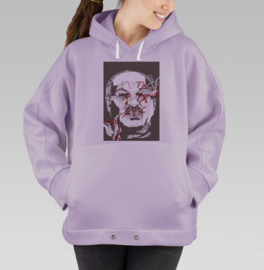 Красные сосудистые формы на лице человека коричневом фоне, Hoodie Oversize Fiolet