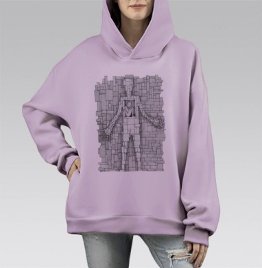 Крепость, Hoodie Mono Fiolet, оверсайз, утепленная