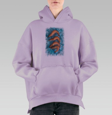 Креветки на льду закуска к пиву, Hoodie Oversize Fiolet, утепленная