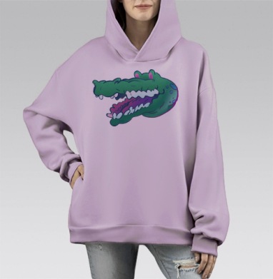 Крокодилер, Hoodie Mono Fiolet, оверсайз, утепленная