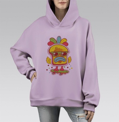 Крошка Цыпа, Hoodie Mono Fiolet, оверсайз, утепленная