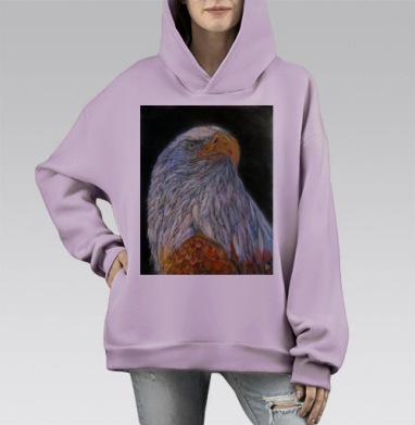 Крылатый хищник, Hoodie Mono Fiolet, оверсайз, утепленная