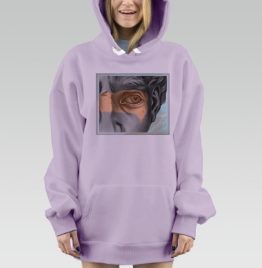 Крупный портрет с сердцем в глазу глазами, Hoodie Mjhigh Dig Mel, Fiolet, утепленная