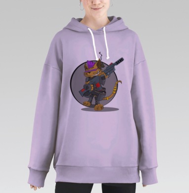 Крутой  Кот, Hoodie Long Oversize Fiolet