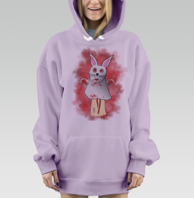 Кукла Заяц в Кровавом Тумане Ужасный Шоу, Hoodie Mjhigh Dig Mel, Fiolet, утепленная