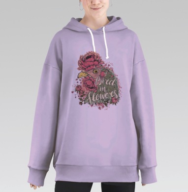 Курочка в цветах, Hoodie Long Oversize Fiolet