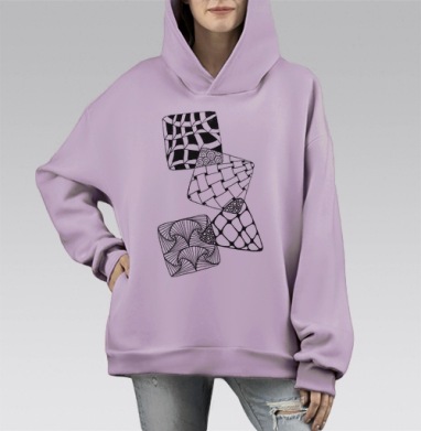 Лабиринт фантазий, Hoodie Mono Fiolet, оверсайз, утепленная