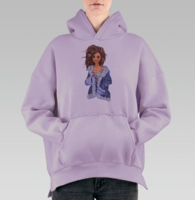 Last night / Прошлой ночью, Hoodie Oversize Fiolet, утепленная