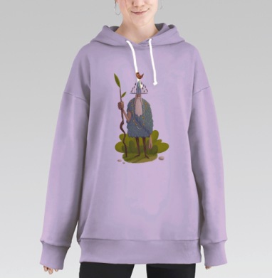 Леший с птицей, Hoodie Long Oversize Fiolet