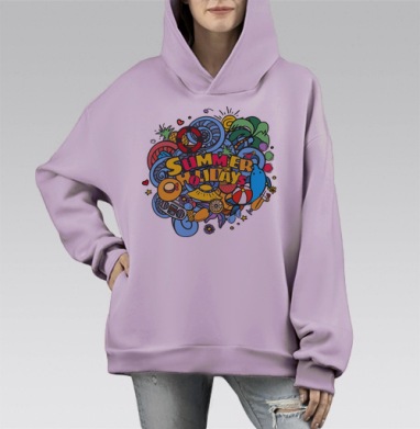 Летние Каникулы, Hoodie Mono Fiolet, оверсайз, утепленная