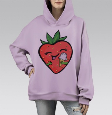 Летние угощения, Hoodie Mono Fiolet, оверсайз, утепленная