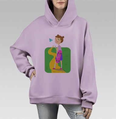 Лето, Hoodie Mono Fiolet, оверсайз, утепленная