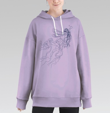 Летящая девушка, Hoodie Long Oversize Fiolet