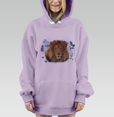 Лев арт принт, Hoodie Mjhigh Dig Mel, Fiolet, утепленная