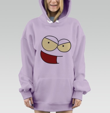 Лицо с хитрой улыбкой серый фон, Hoodie Mjhigh Dig Mel, Fiolet, утепленная