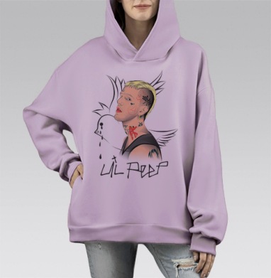 Лил Пип Lil Peep, Hoodie Mono Fiolet, оверсайз, утепленная