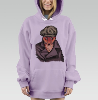 Лис в пальто и кепке городской стиль лис, Hoodie Mjhigh Dig Mel, Fiolet, утепленная