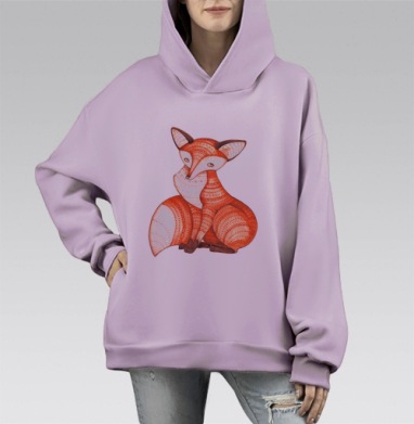 Лиса, Hoodie Mono Fiolet, оверсайз, утепленная