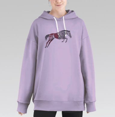 Лошадь скелет, Hoodie Long Oversize Fiolet