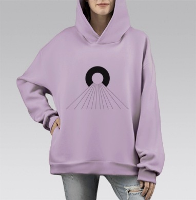 Лучи, Hoodie Mono Fiolet, оверсайз, утепленная