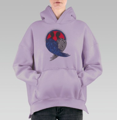 Любовь крылья единство в гармонии, Hoodie Oversize Fiolet, утепленная