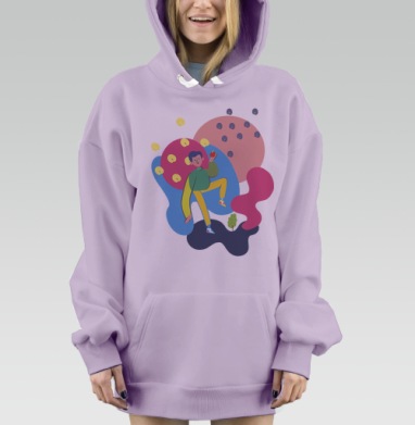Мальчик с яблоком в мечтах детский сад волшебная страна, Hoodie Mjhigh Dig Mel, Fiolet, утепленная