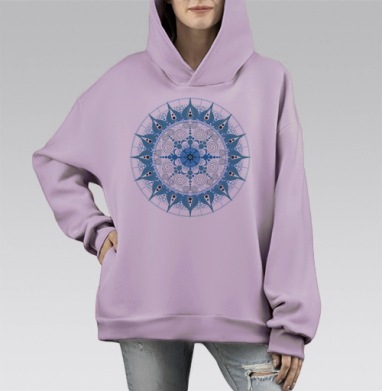 Мандала для памяти, Hoodie Mono Fiolet, оверсайз, утепленная