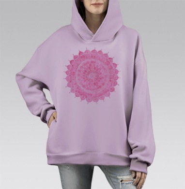 Мандала гармонии и внутреннего баланса, Hoodie Mono Fiolet, оверсайз, утепленная
