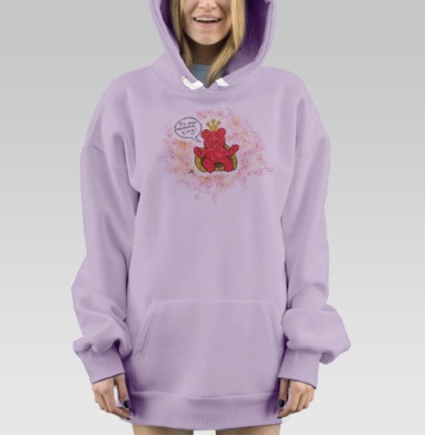 Мармеладный король ироничный образ сладкий король, Hoodie Mjhigh Dig Mel, Fiolet, утепленная