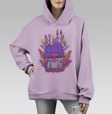 Маха, Hoodie Mono Fiolet, оверсайз, утепленная