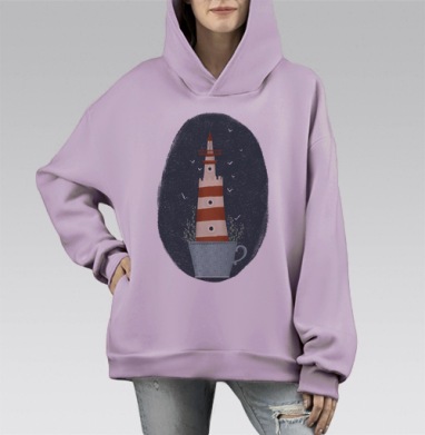 Маяк Колумбия Блу, Hoodie Mono Fiolet, оверсайз, утепленная