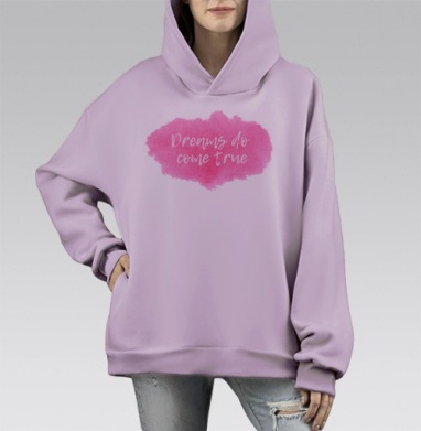 Мечты сбываются акварель, Hoodie Mono Fiolet, оверсайз, утепленная