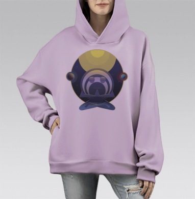 Медитирующий персонаж с космическими планетами hudooozhnik_art, Hoodie Mono Fiolet, оверсайз, утепленная